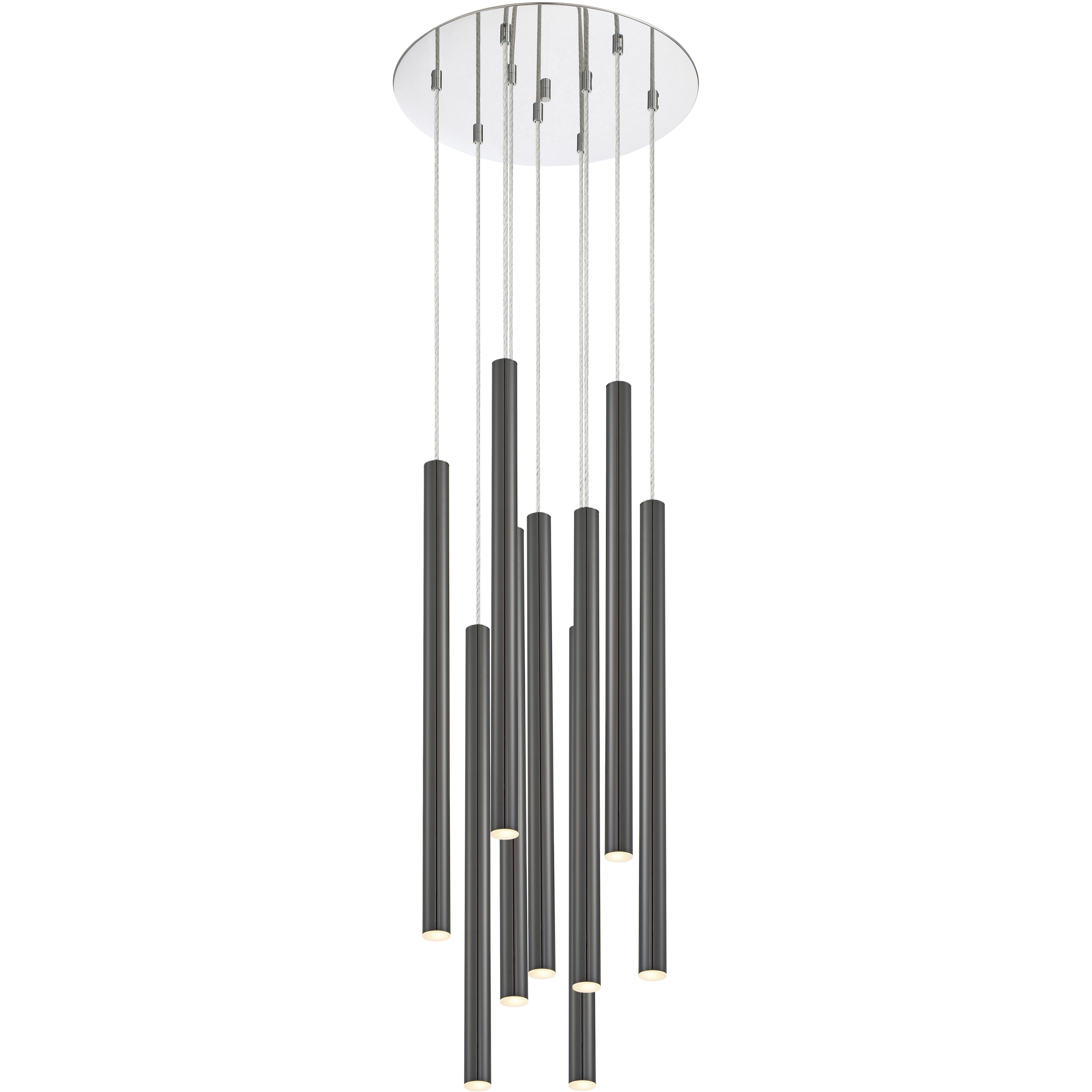 Forest LED 16 inch Chrome Chandelier Ceiling Light in Pearl Black Steel