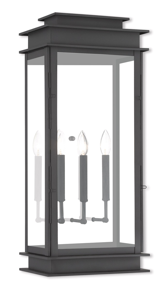 Princeton 3 Light 28.5 inch Black with Polished Chrome Stainless Steel Reflector Extra Large Outdoor Wall Lantern