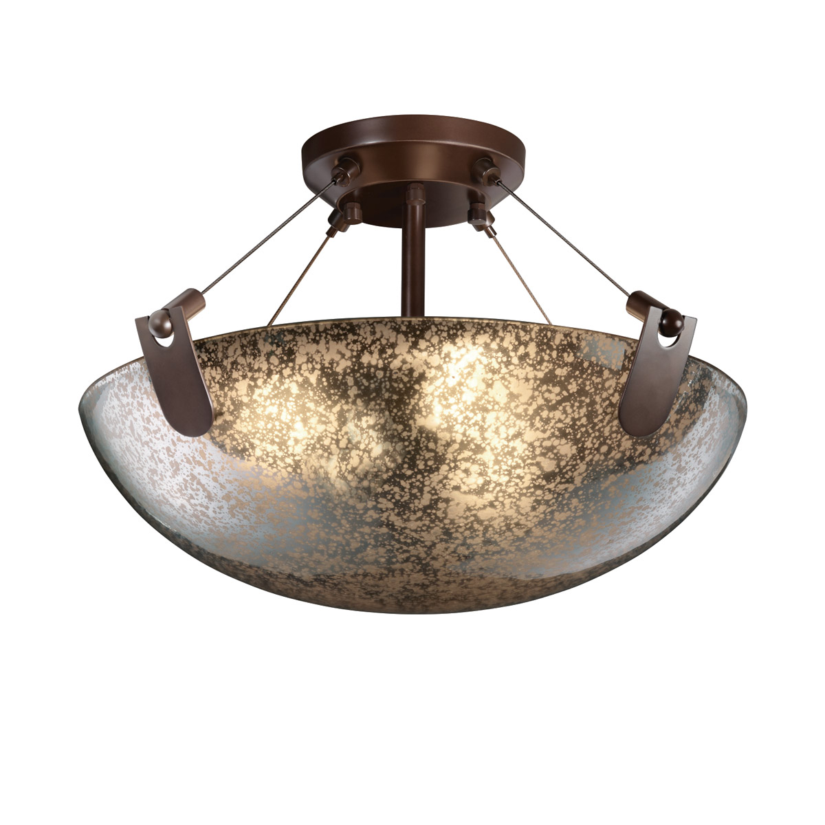 Fusion LED 18 inch Brushed Nickel Semi-Flush Ceiling Light in 3000 Lm LED, Opal Fusion
