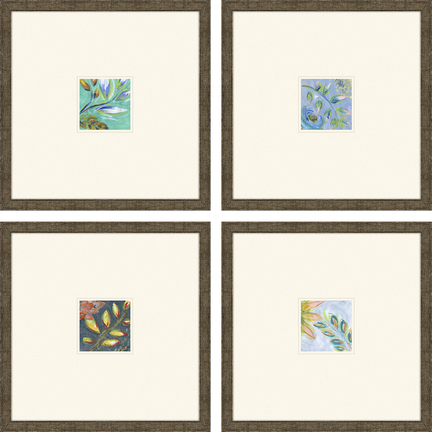Botanica Blue and Black and Green and Orange Framed Art