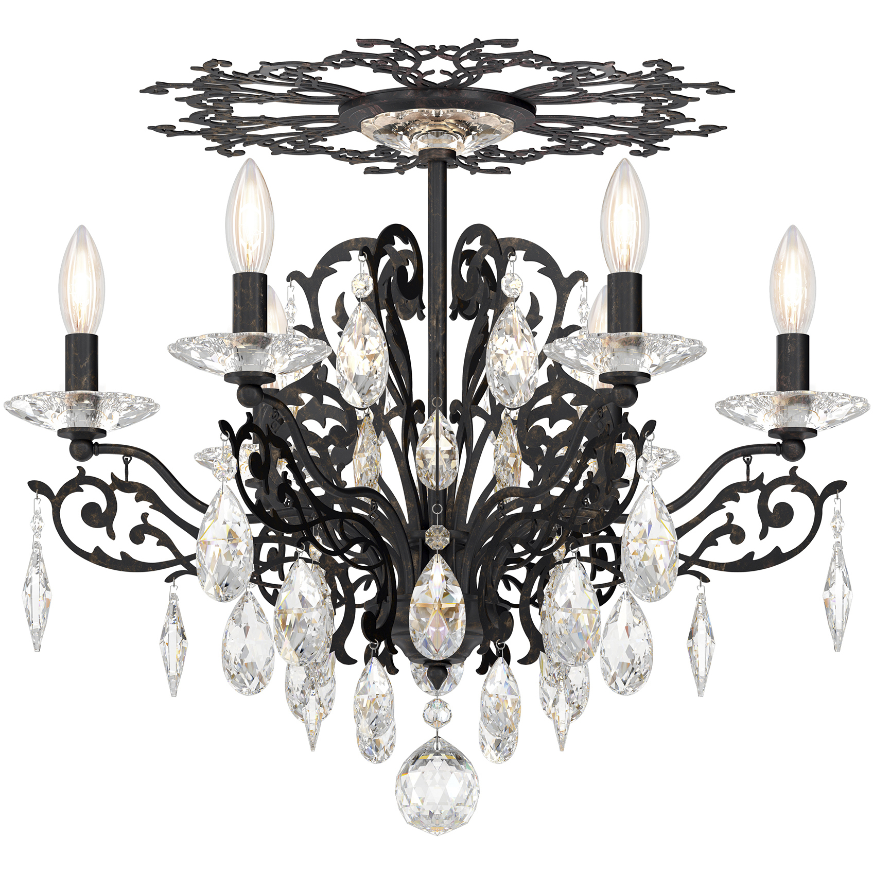 Filigrae 6 Light Heirloom Bronze Semi-Flush Mount Ceiling Light