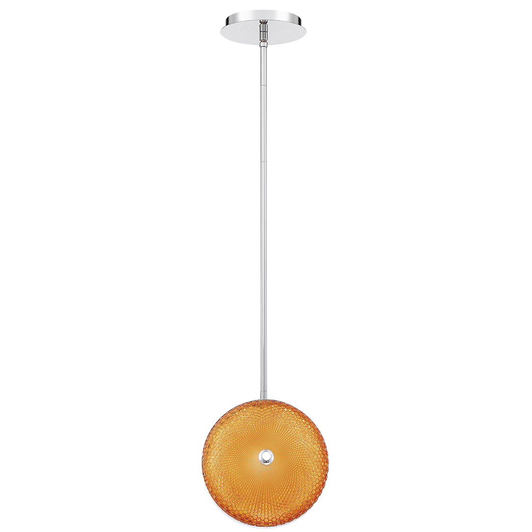 Caledonia LED 6.5 inch Chrome Pendant Ceiling Light in Orange, Small