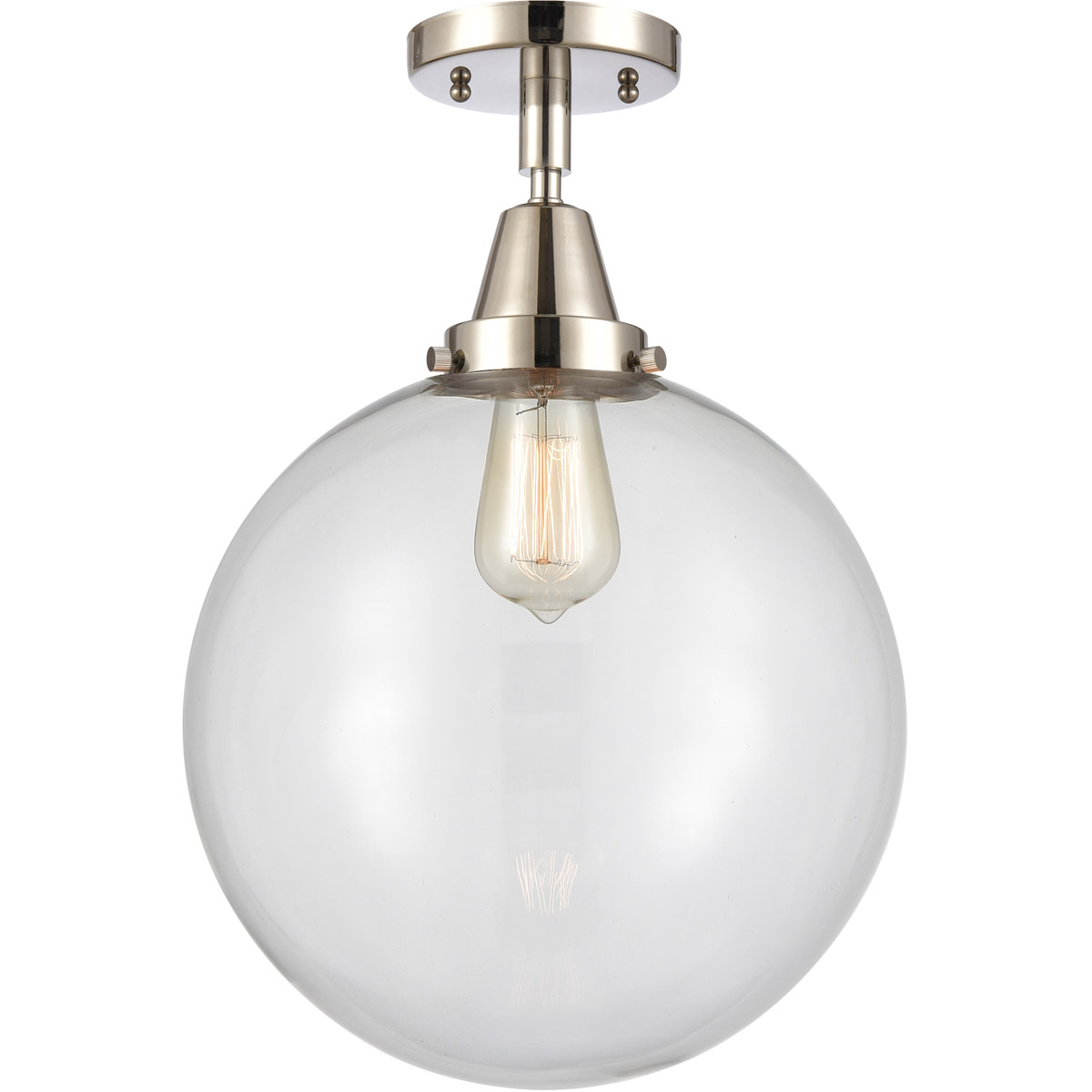 Beacon 1 Light 12 inch Polished Nickel Flush Mount Ceiling Light in Clear Glass