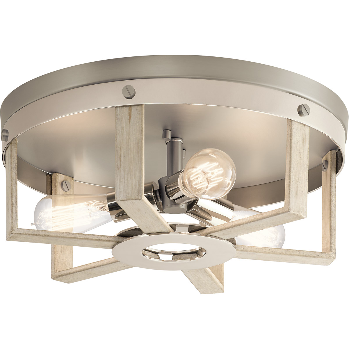 Peyton 3 Light 16 inch White Washed Wood Flush Mount Light Ceiling Light