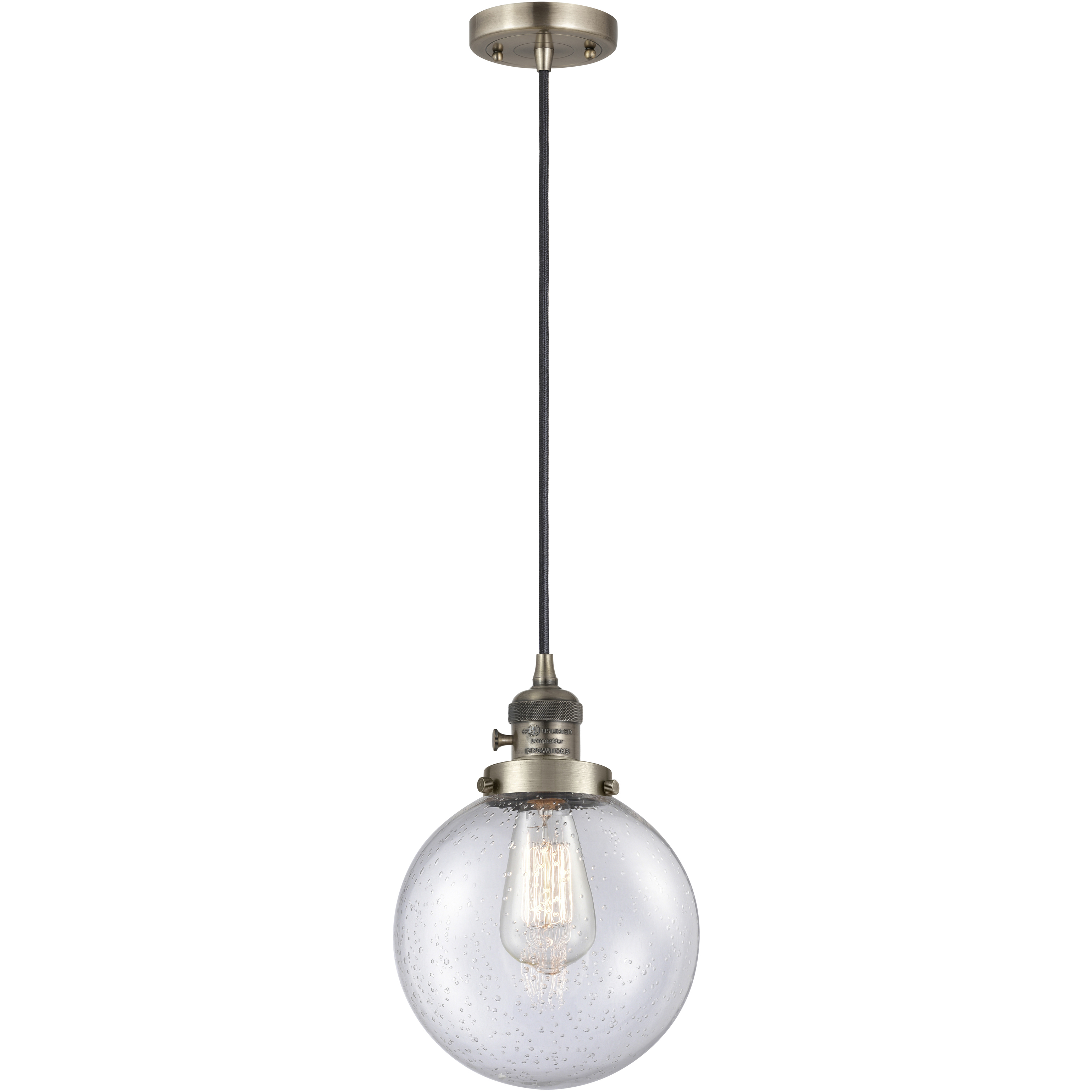 Franklin Restoration Beacon 1 Light 8 inch Antique Brass Mini Pendant Ceiling Light in Incandescent, Seedy