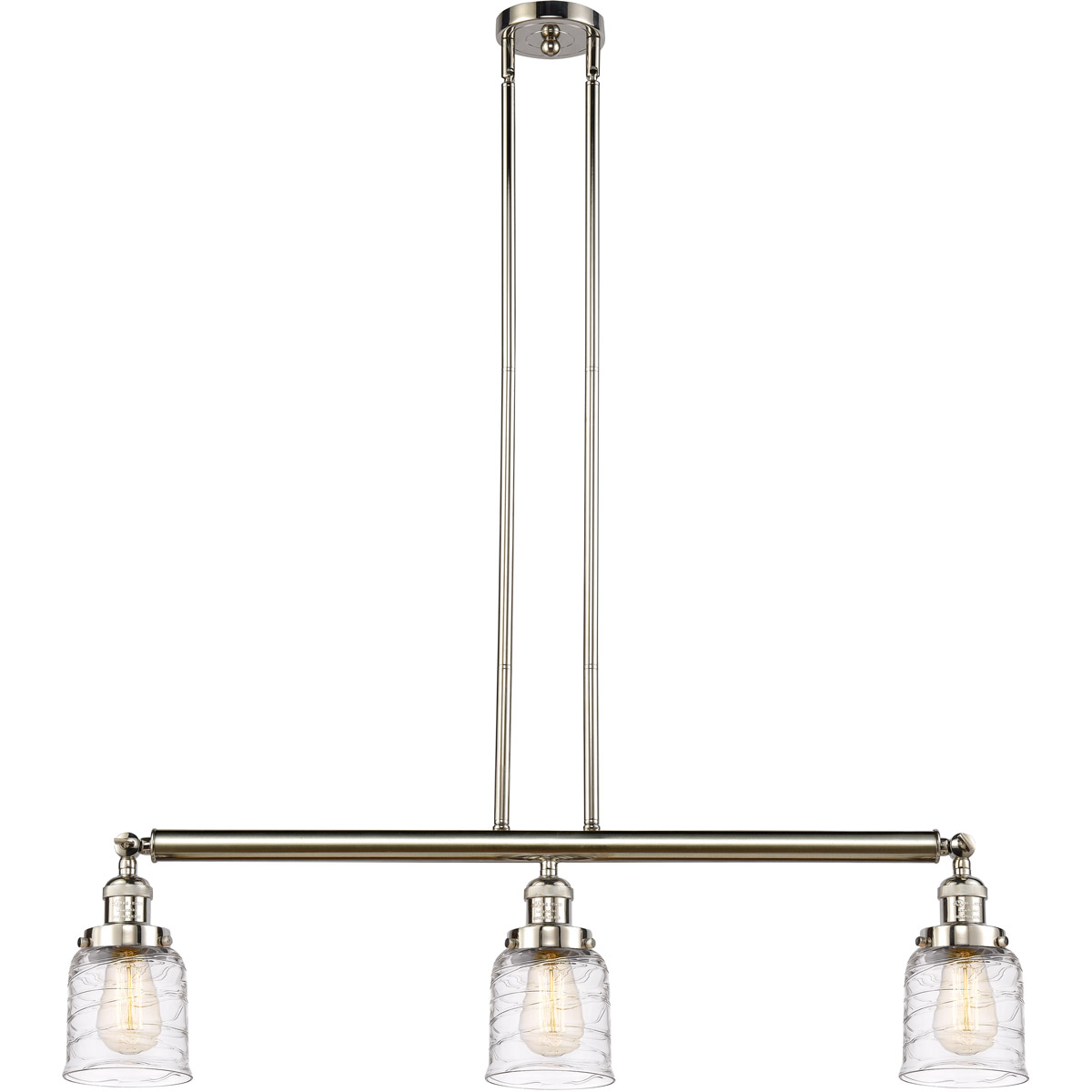Franklin Restoration Bell LED 37.5 inch Polished Nickel Island Light Ceiling Light in Deco Swirl Glass