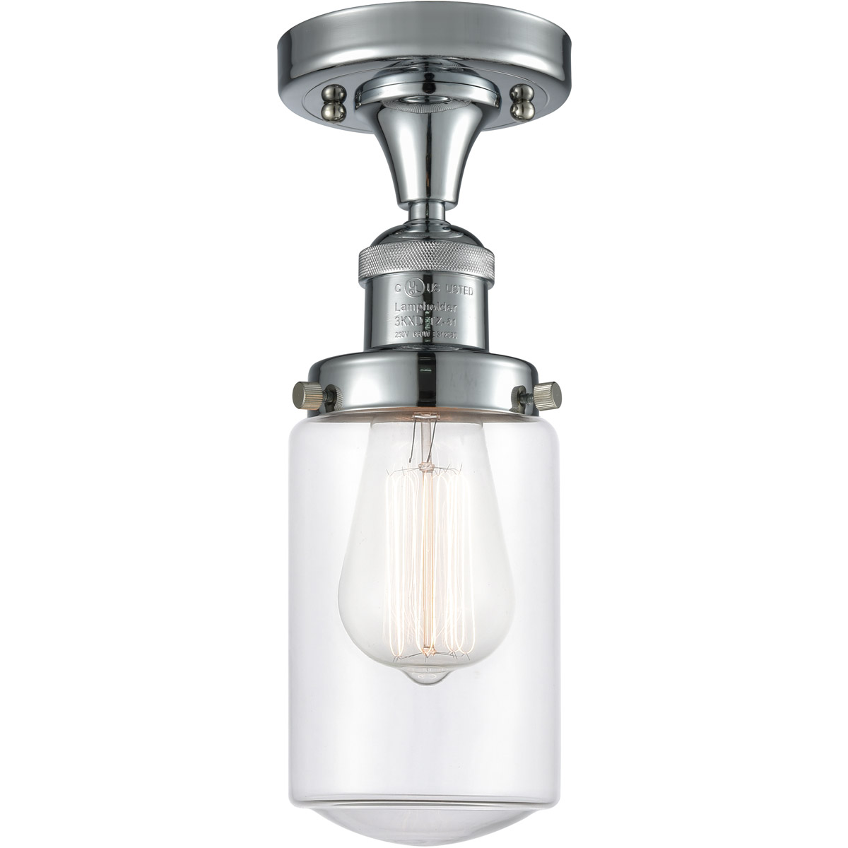 Franklin Restoration Dover LED 5 inch Polished Chrome Semi-Flush Mount Ceiling Light in Clear Glass, Franklin Restoration
