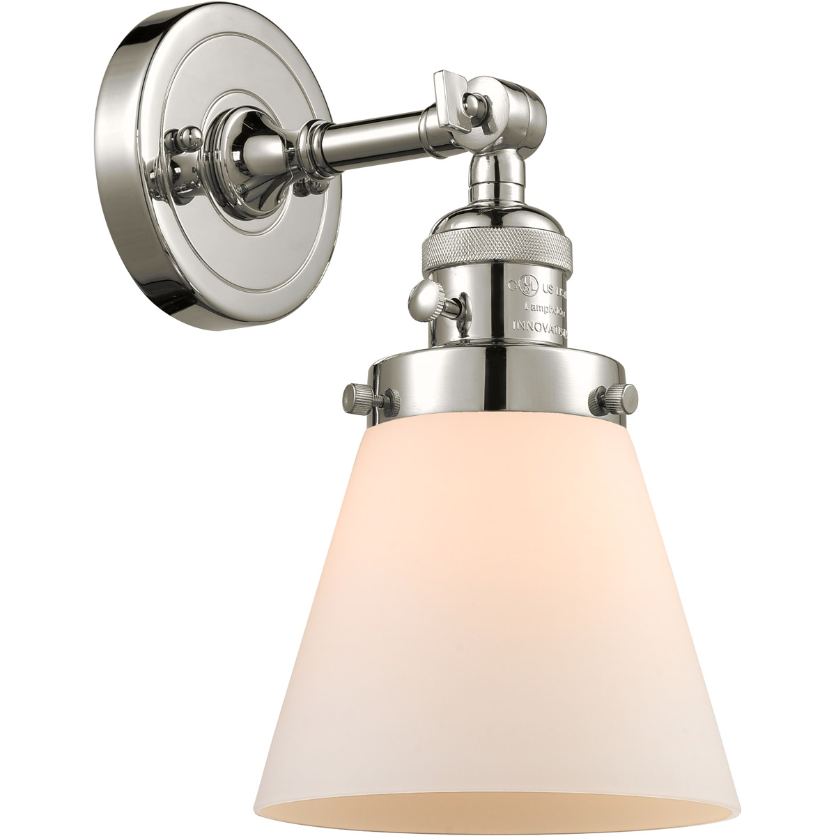 Franklin Restoration Small Cone LED 6 inch Polished Nickel Sconce Wall Light, Franklin Restoration