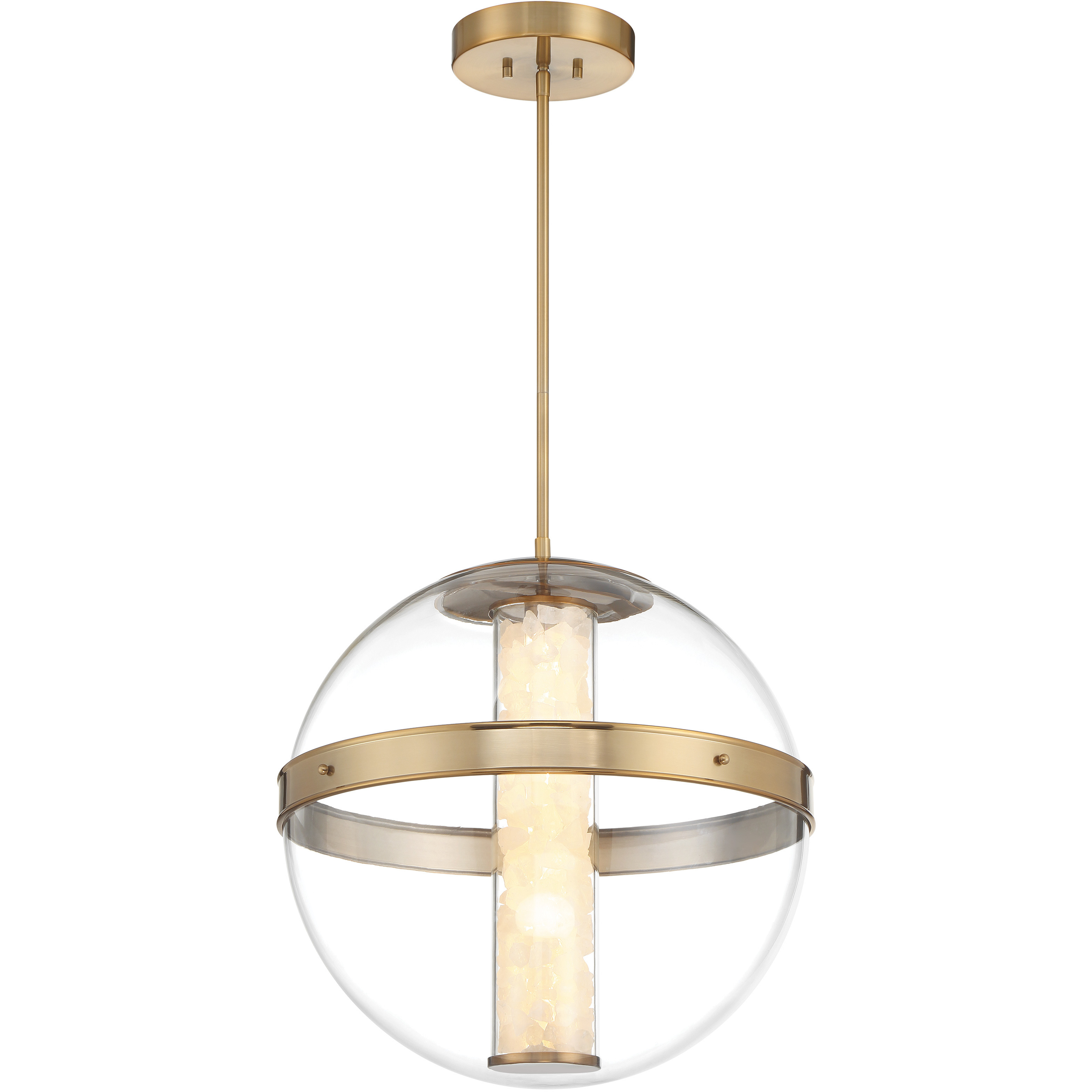 Divinely LED 20.5 inch Celeste Brass Pendant Ceiling Light
