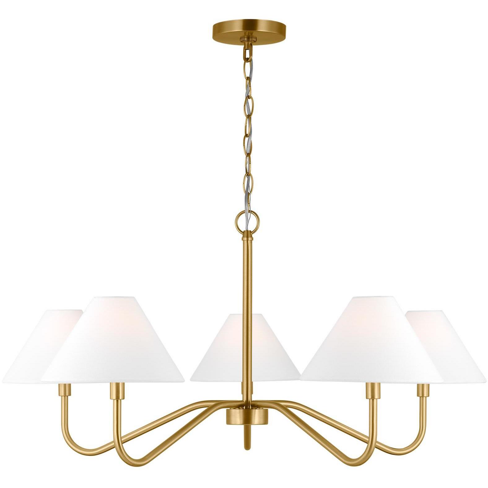 Drew & Jonathan Scott Eldon 5 Light 34 inch Satin Brass Chandelier Ceiling Light