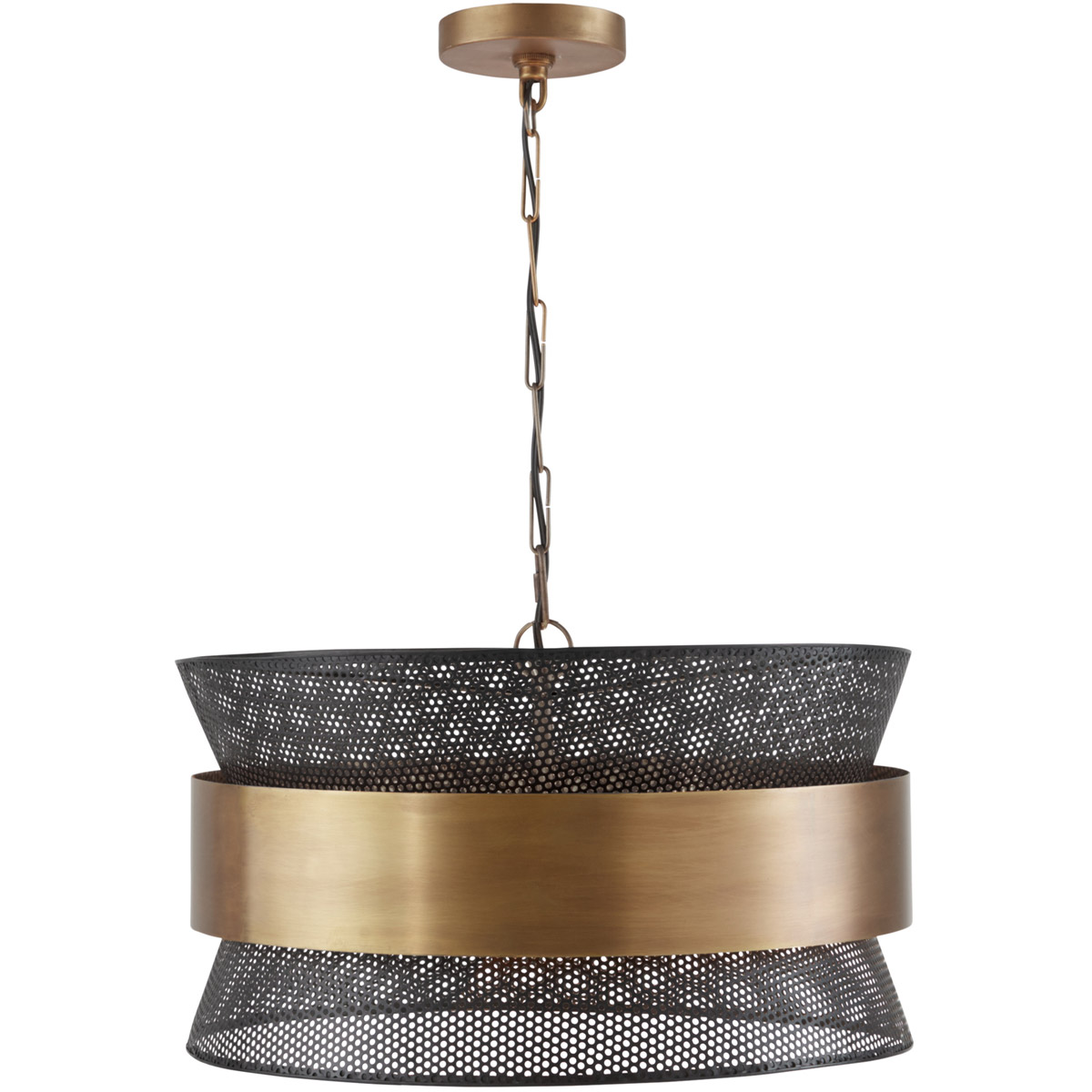 Loren 4 Light 19.75 inch Patinaed Brass and Black Pendant Ceiling Light