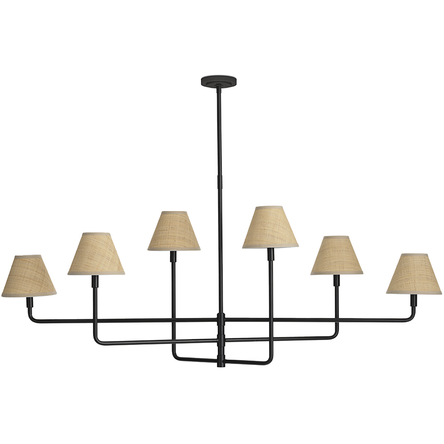 Polly 6 Light 63.75 inch Blackened Brass Chandelier Ceiling Light in Rattan Shade