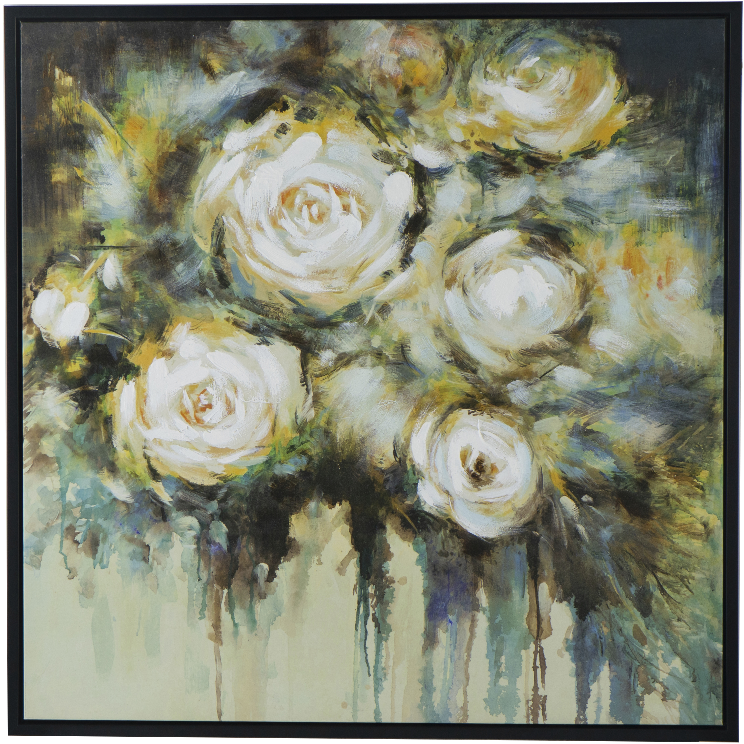 Floral Green/Cream/Black Wall Art