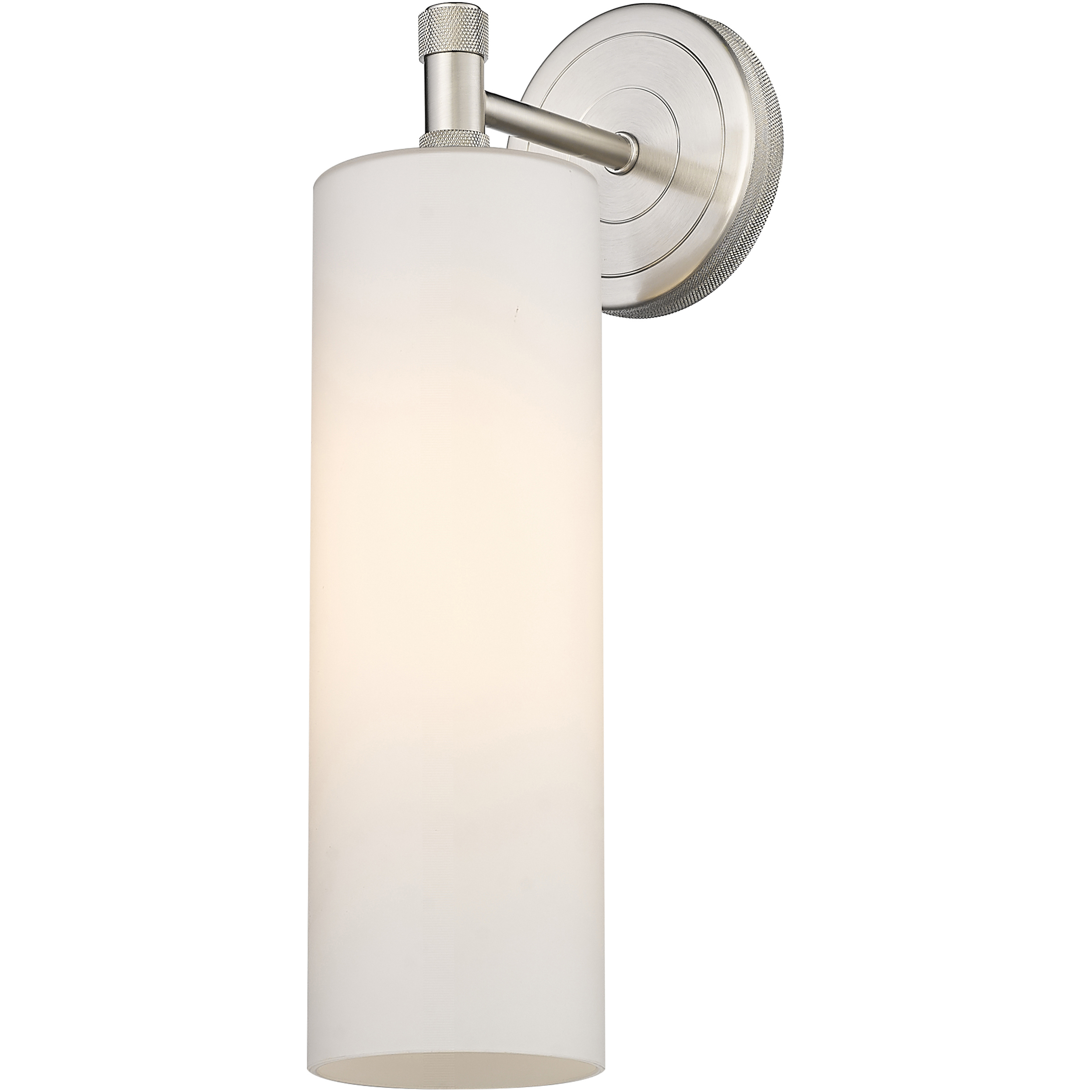 Crown Point Sconce Wall Light in Satin Nickel, Matte White Glass