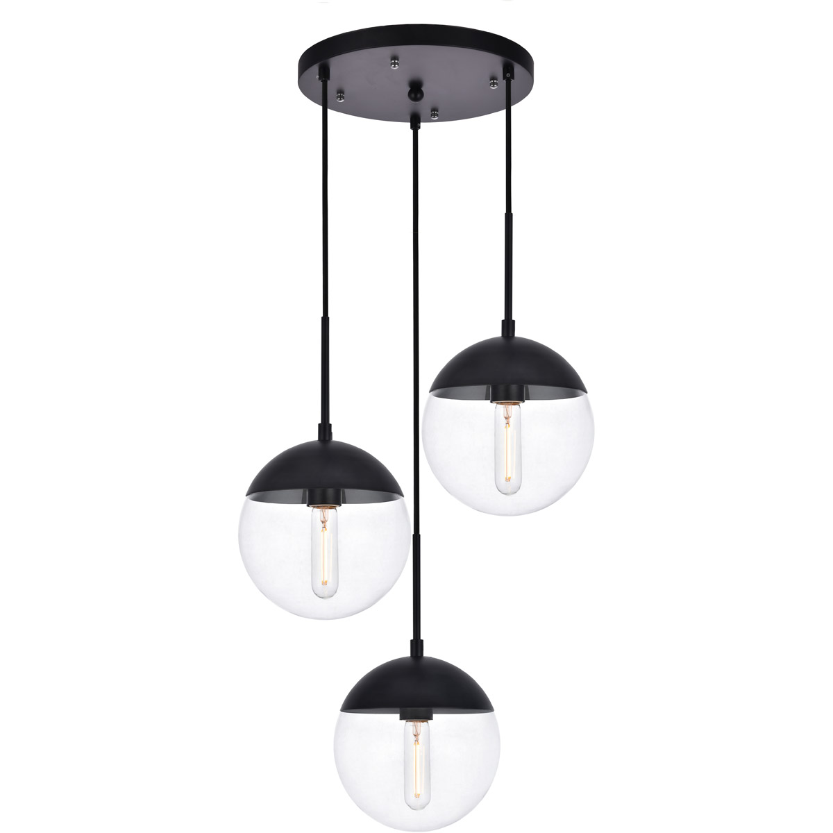 Eclipse 3 Light 18 inch Black Pendant Ceiling Light