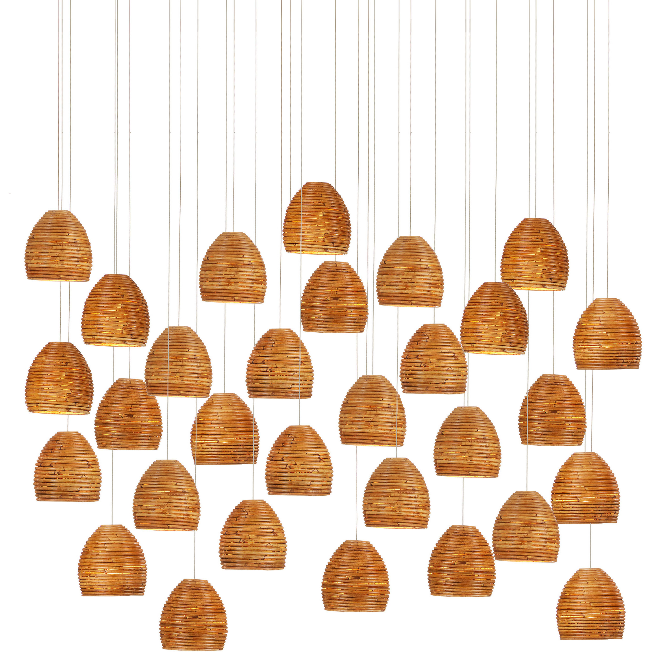 Beehive 30 Light 54 inch Silver Multi-Drop Pendant Ceiling Light