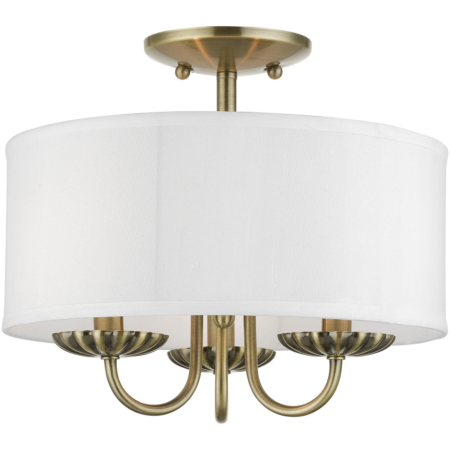 Brookdale 3 Light 13 inch Antique Brass Semi-Flush Ceiling Light