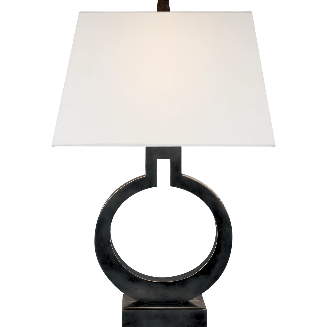 Chapman & Myers Ring 21 inch 75 watt Bronze Table Lamp Portable Light in Linen, Small