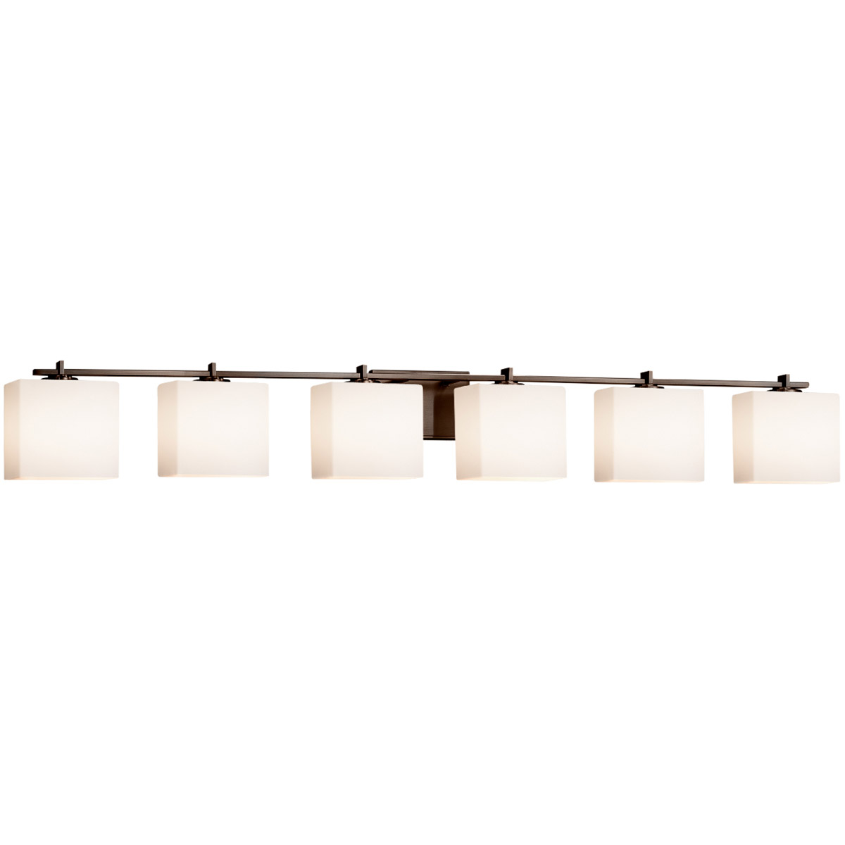 Fusion 6 Light 55.5 inch Dark Bronze Bath Bar Wall Light in Rectangle, Incandescent, Opal Fusion