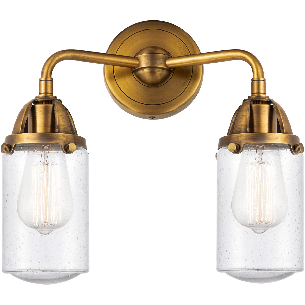 Nouveau 2 Dover 2 Light 13 inch Brushed Brass Bath Vanity Light Wall Light in Seedy Glass
