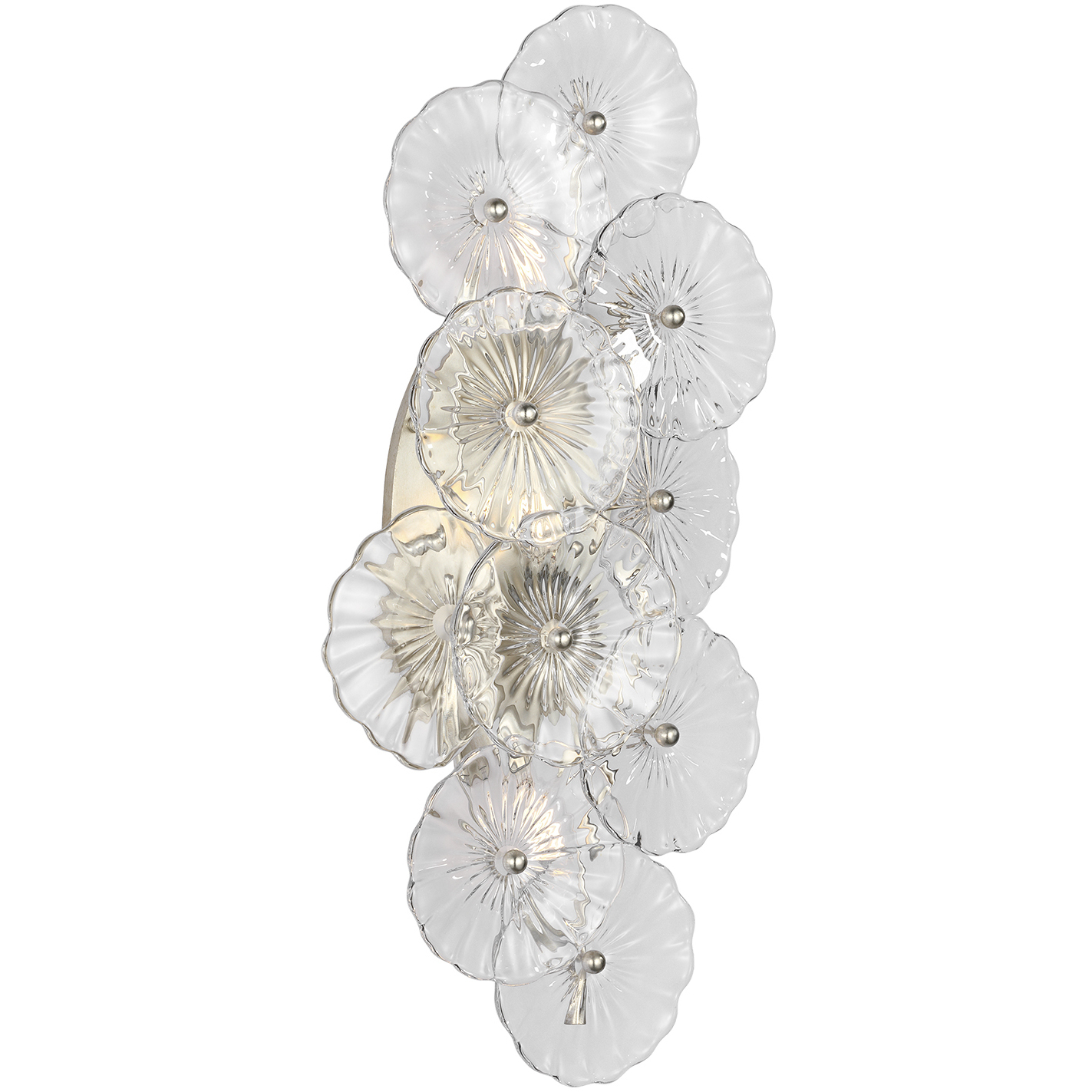 Julie Neill Gianna LED 9.5 inch Burnished Silver Leaf Layered Sconce Wall Light in Clear Glass