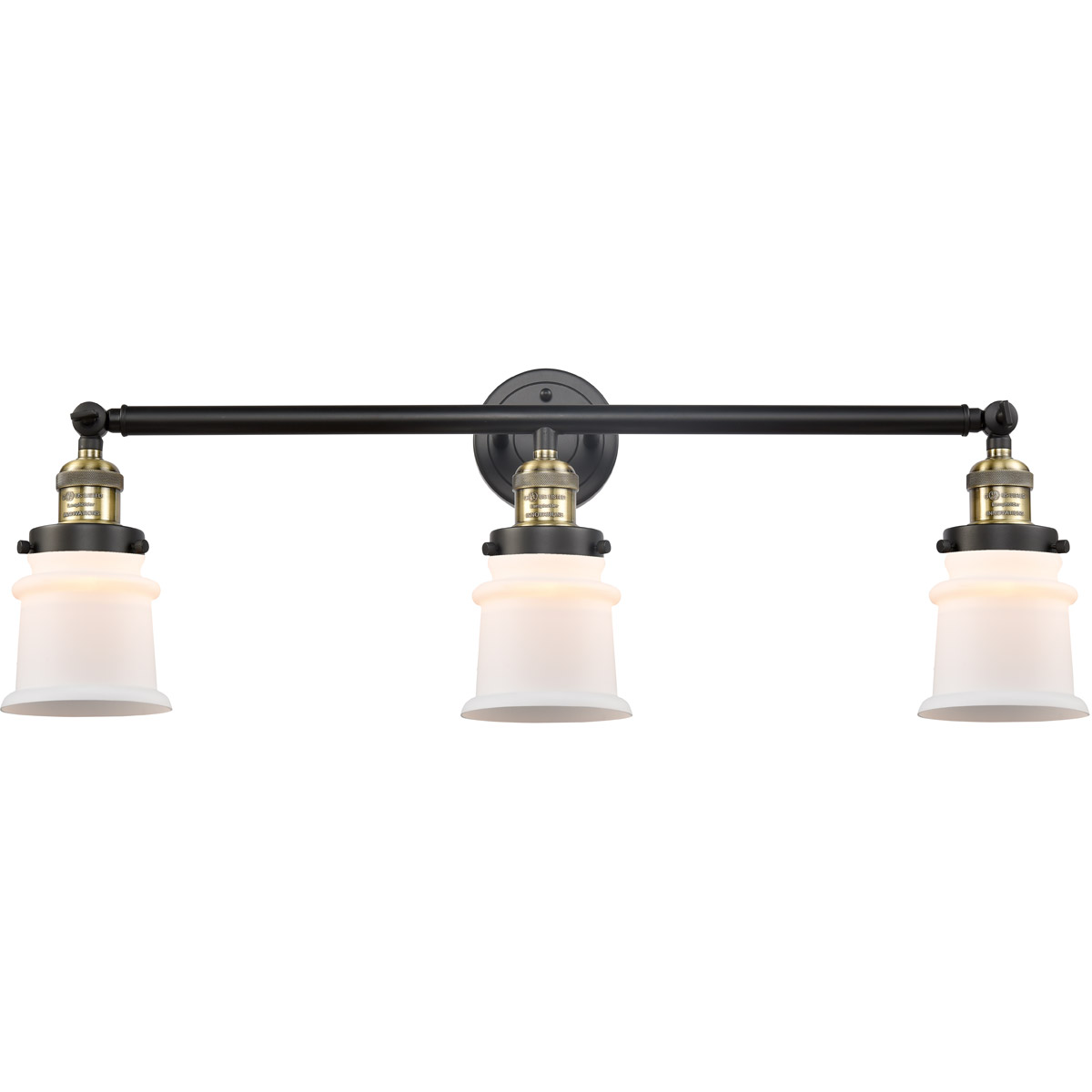 Franklin Restoration Small Canton LED 30 inch Black Antique Brass Bath Vanity Light Wall Light in Matte White Glass, Franklin Restoration