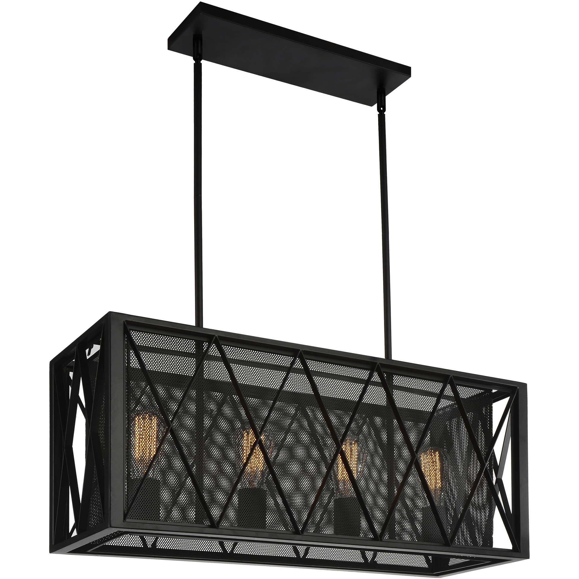 Tapedia 4 Light 28 inch Black Island/Pool Table Light Ceiling Light