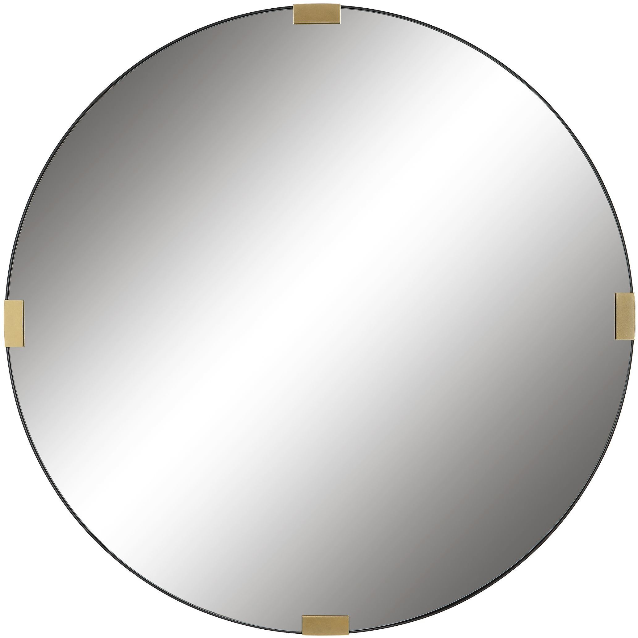 Clip 42.5 X 42.5 inch Satin Black and Antiqued Gold Leaf Mirror