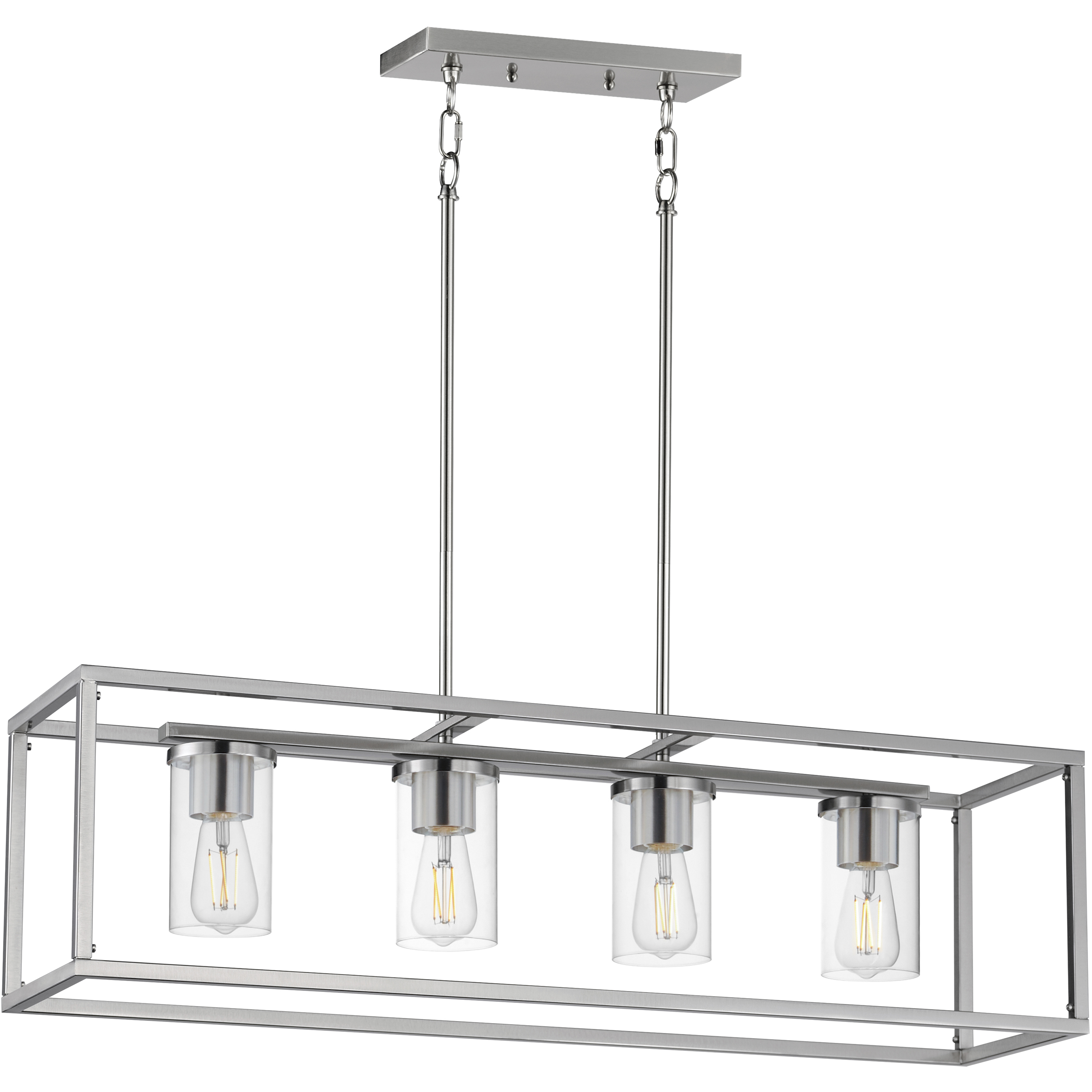 Lateral 4 Light 36 inch Satin Nickel Linear Pendant Ceiling Light in Clear
