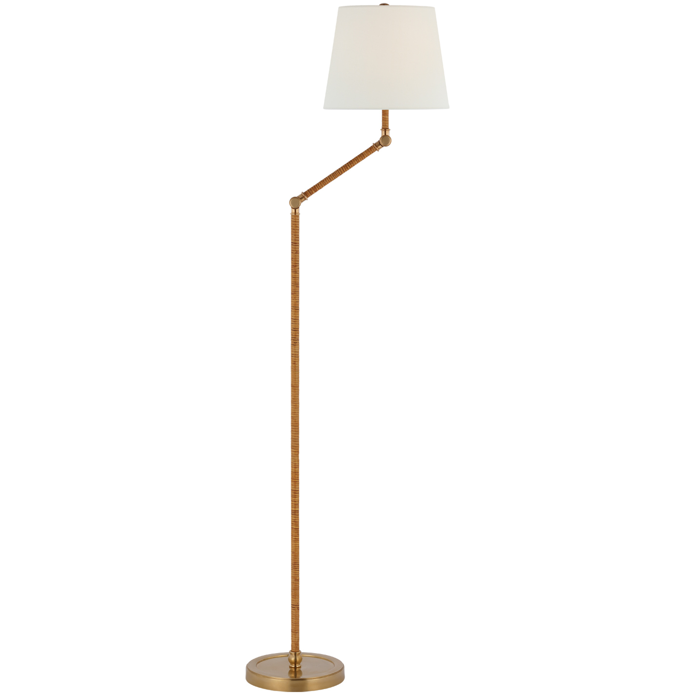 Chapman & Myers Basden 52 inch 15 watt Antique-Burnished Brass and Natural Rattan Bridge Arm Floor Lamp Portable Light