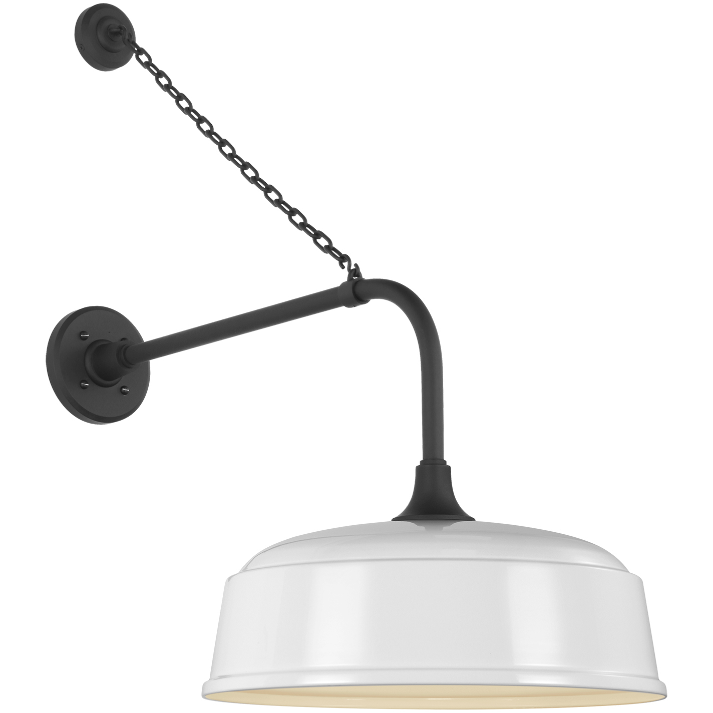 Thomas O'Brien Academy Barn Light LED 30 inch Matte Black Anchored Rex Barn Light in 16" White Rockhouse Shade