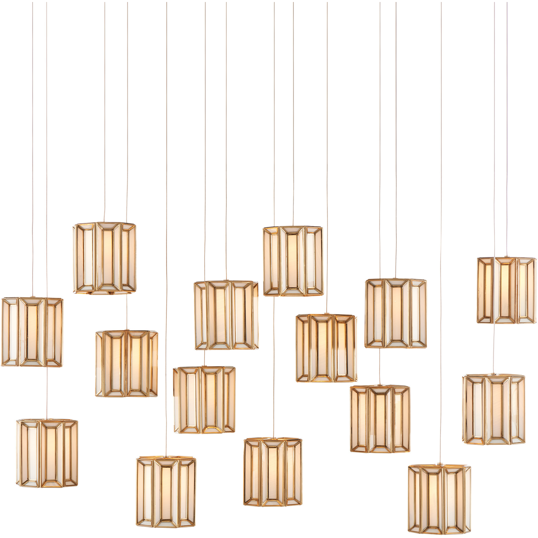 Daze 15 Light 48 inch Antique Brass Multi-Drop Pendant Ceiling Light