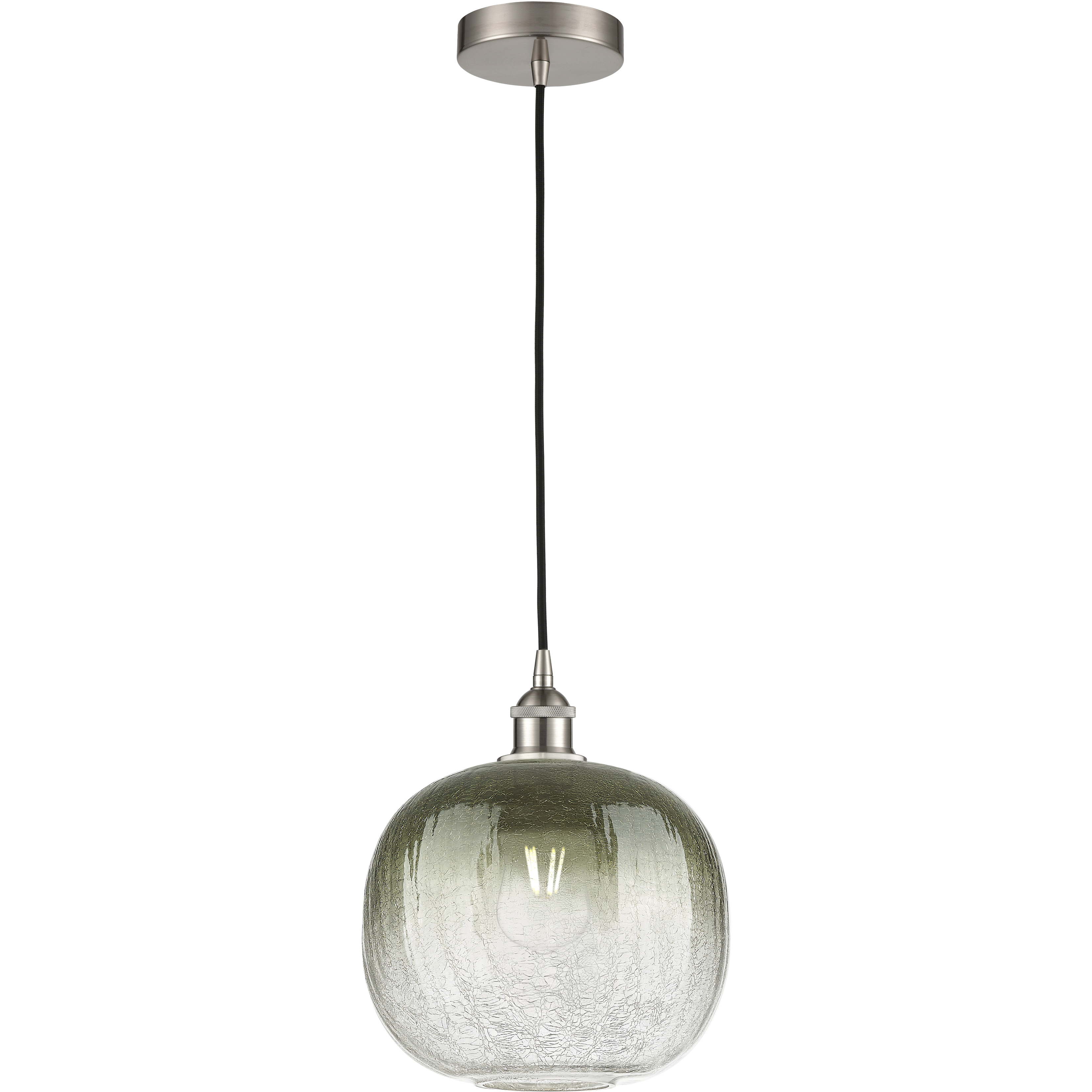 Edison Brookhaven Sphere 1 Light 10.5 inch Brushed Satin Nickel Mini Pendant Ceiling Light in Slate Glass