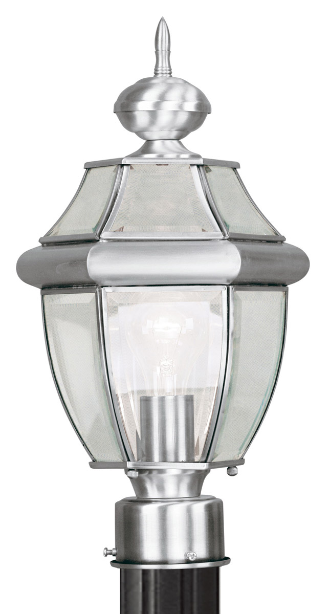 Monterey 1 Light 17 inch Brushed Nickel Outdoor Post Top Lantern