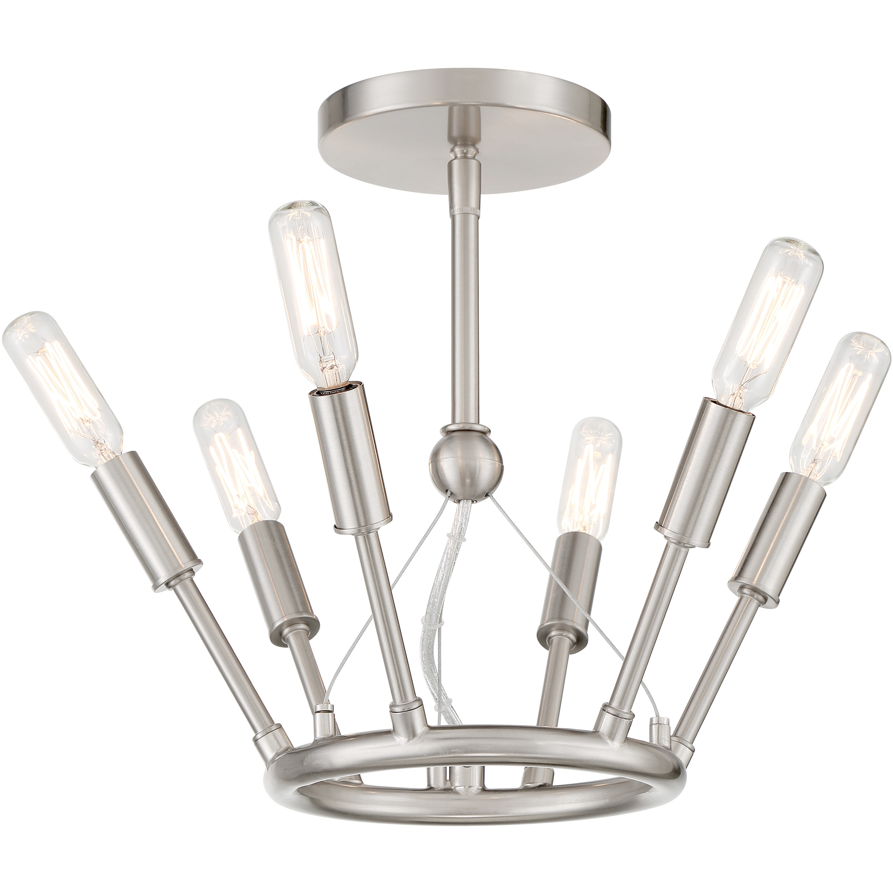 Royalty 6 Light 12.75 inch Brushed Nickel Semi Flush Ceiling Light