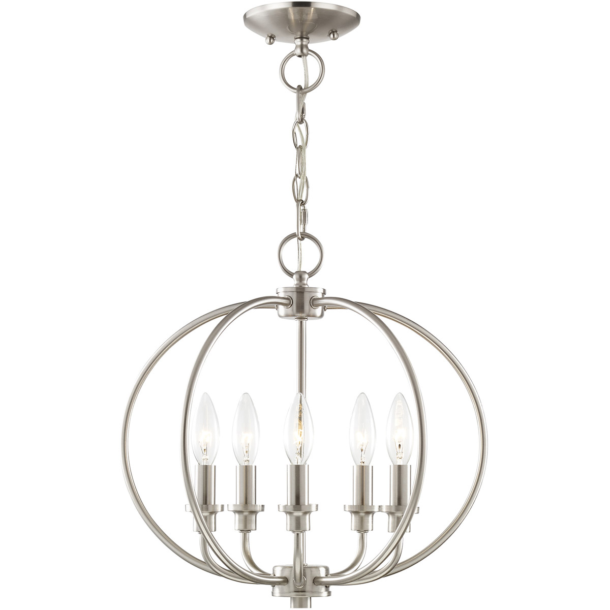 Milania 5 Light 16 inch Brushed Nickel Convertible Mini Chandelier/Ceiling Mount Ceiling Light