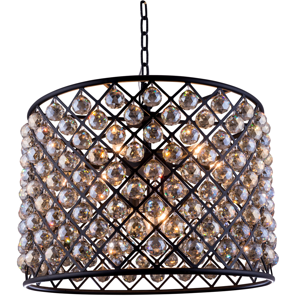 Madison 8 Light 27.5 inch Matte Black Pendant Ceiling Light in Golden Teak, Urban Classic