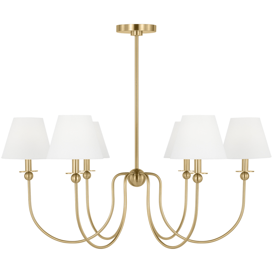 Drew & Jonathan Elsay 6 Light 36.38 inch Satin Brass Chandelier Ceiling Light, Large