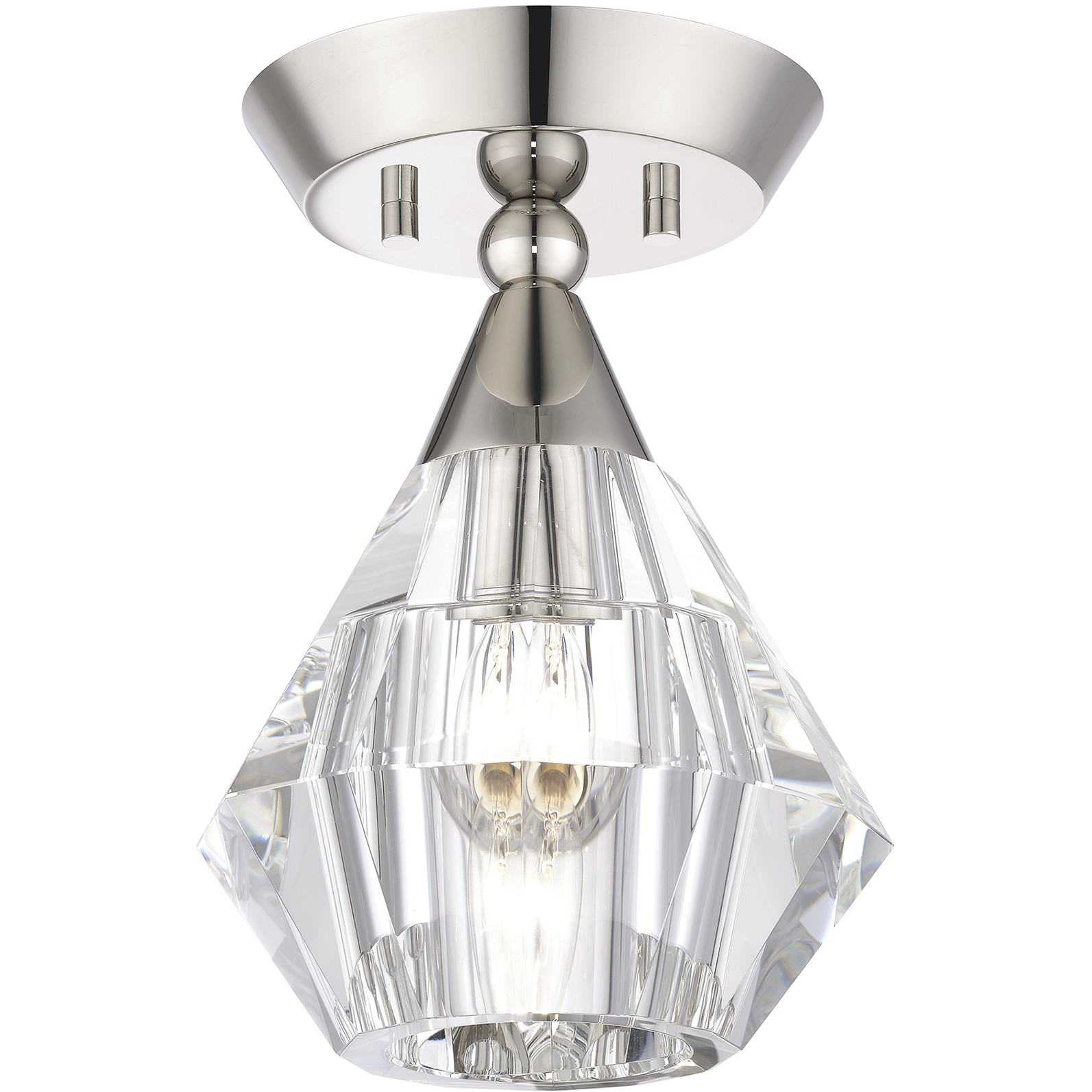 Brussels 1 Light 7 inch Polished Nickel Crystal Semi-Flush Ceiling Light