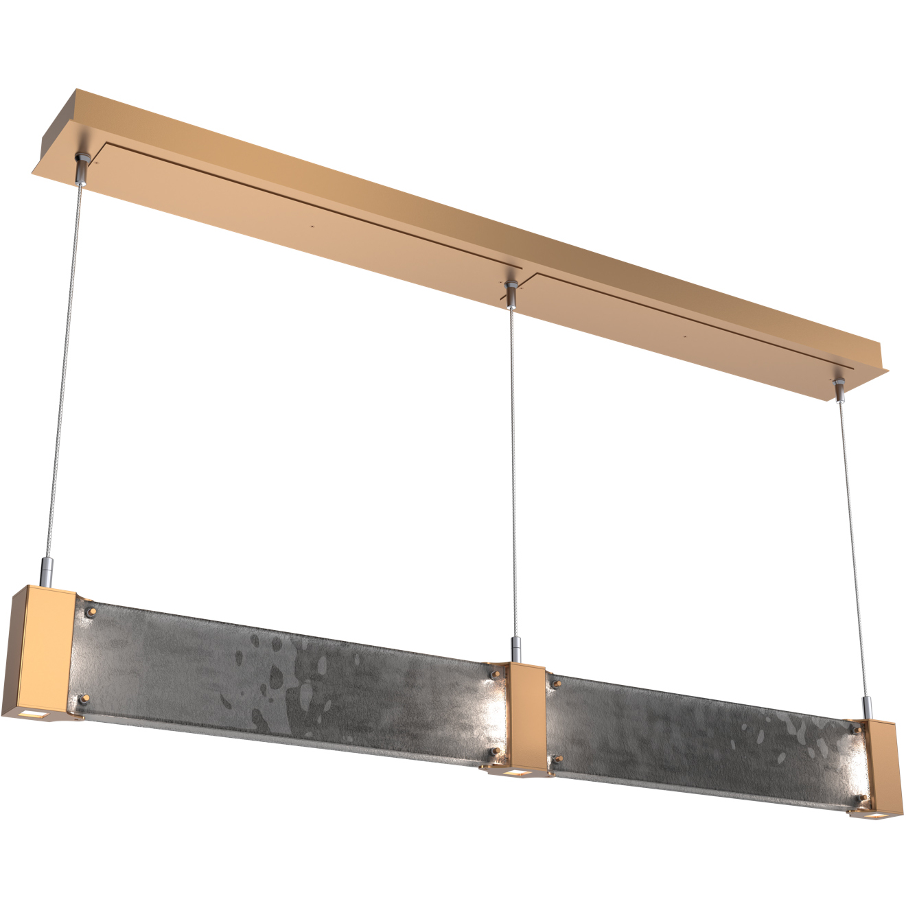 Parallel LED Novel Brass Linear Pendant Ceiling Light in 3000K LED, Smoke Granite
