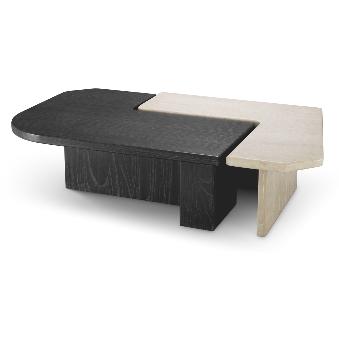 Yardham 55.12 X 31.5 inch Beige Marble and Charcoal Grey Oak Veneer Coffee Table