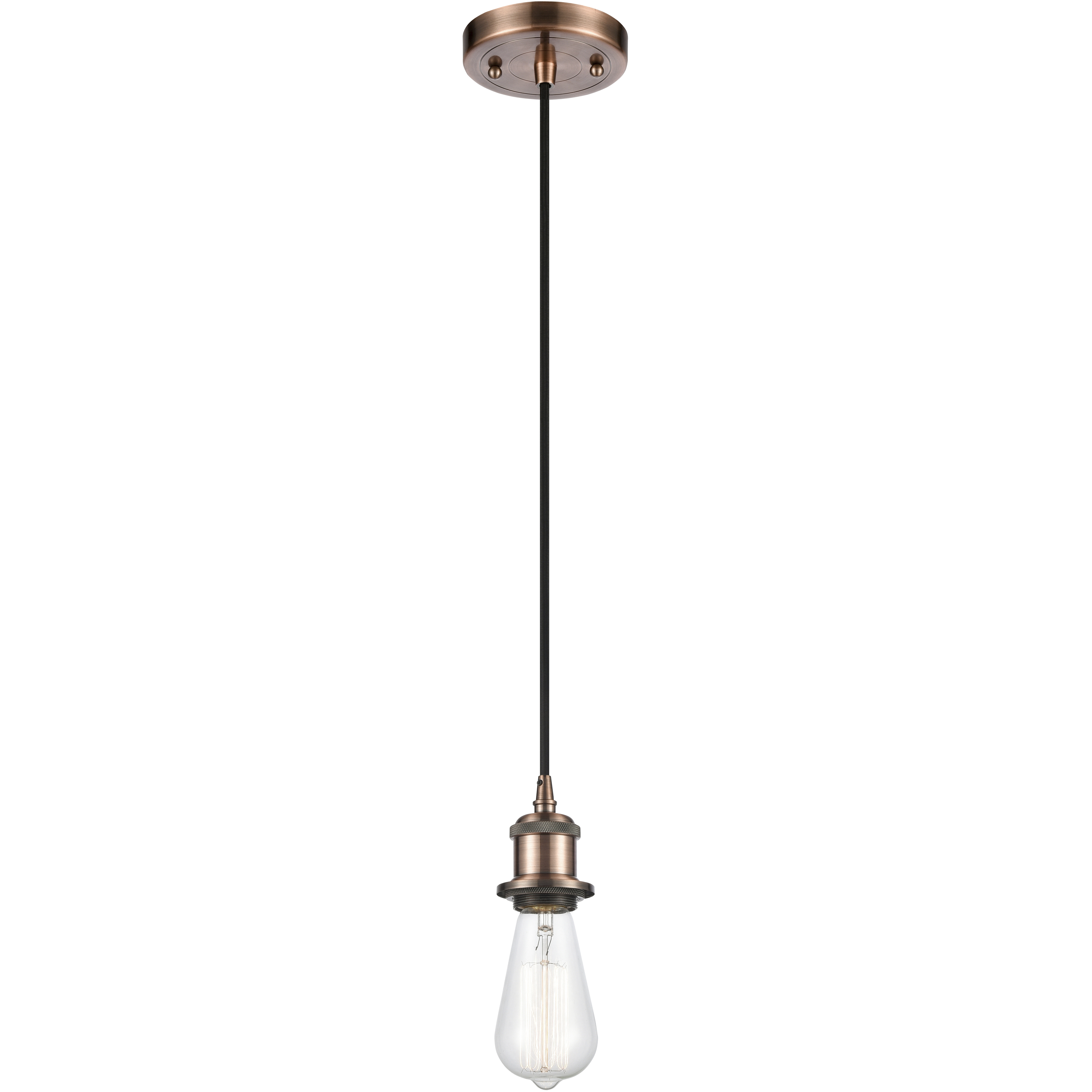 Ballston Bare Bulb 1 Light 5 inch Antique Copper Mini Pendant Ceiling Light, Ballston
