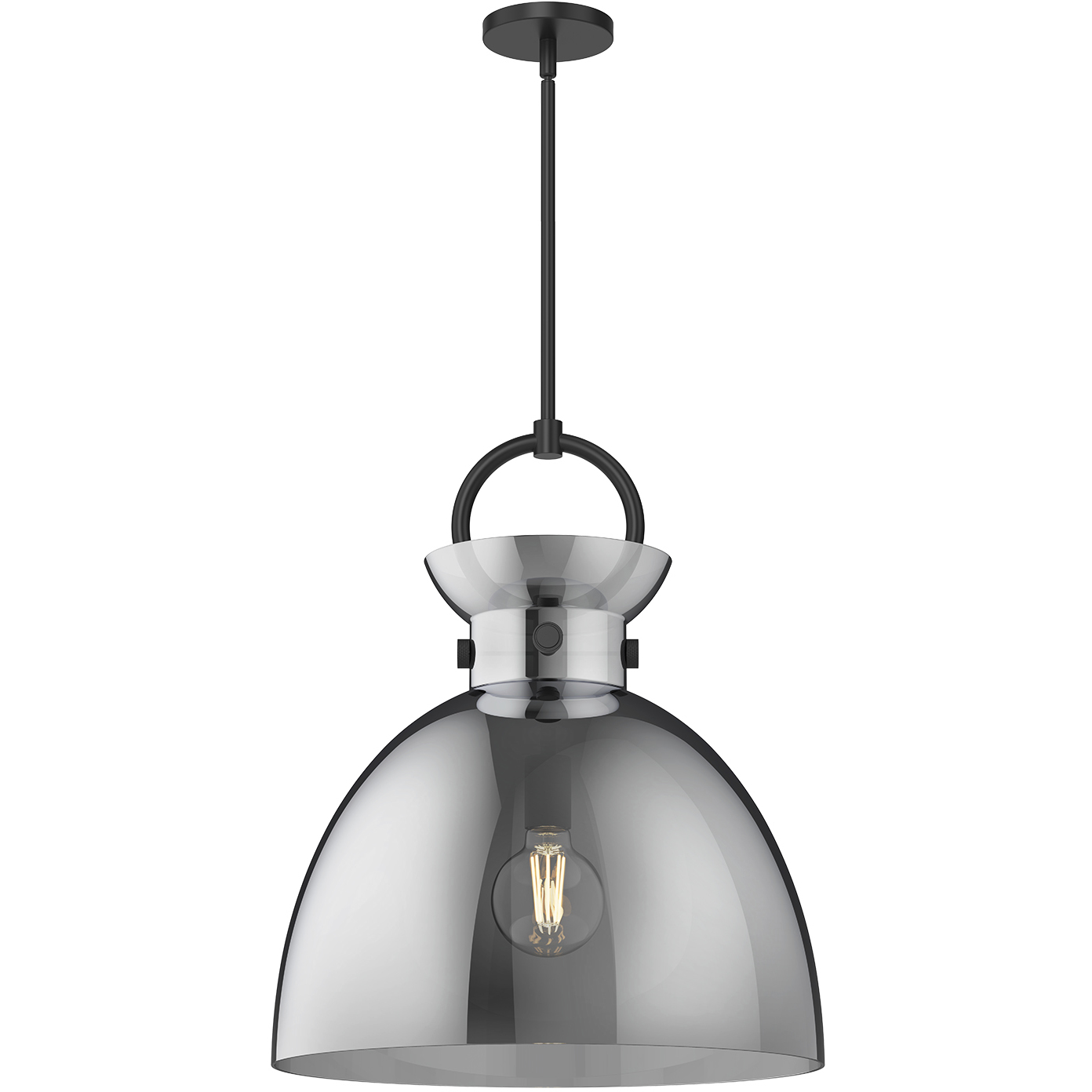 Alora Mood Waldo 1 Light 18 inch Matte Black Pendant Ceiling Light in Smoked Glass