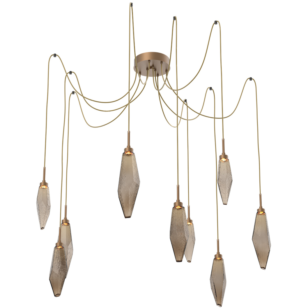 Rock Crystal LED 13.5 inch Novel Brass Swag Multi-Pendant Ceiling Light in Chilled Bronze, 2700K LED