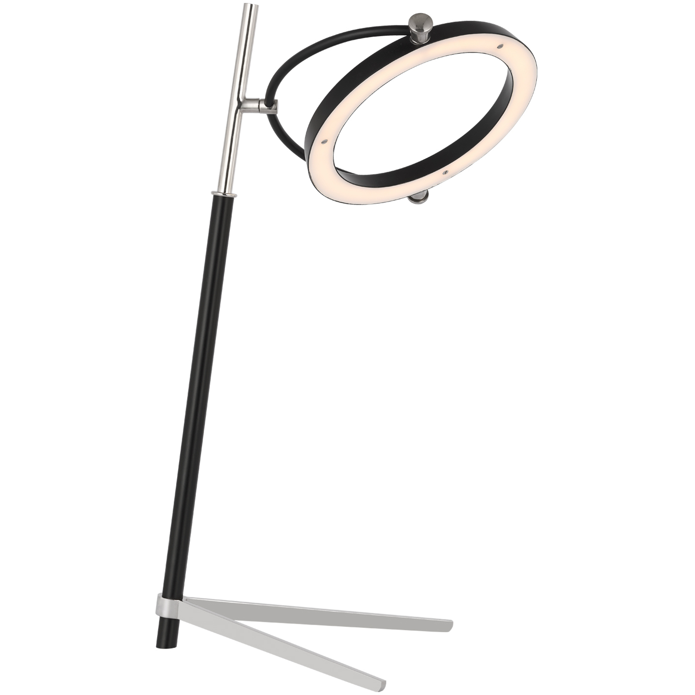 Ian K. Fowler Mistral 21 inch 10 watt Polished Nickel and Matte Black Ring Lamp Portable Light, Medium