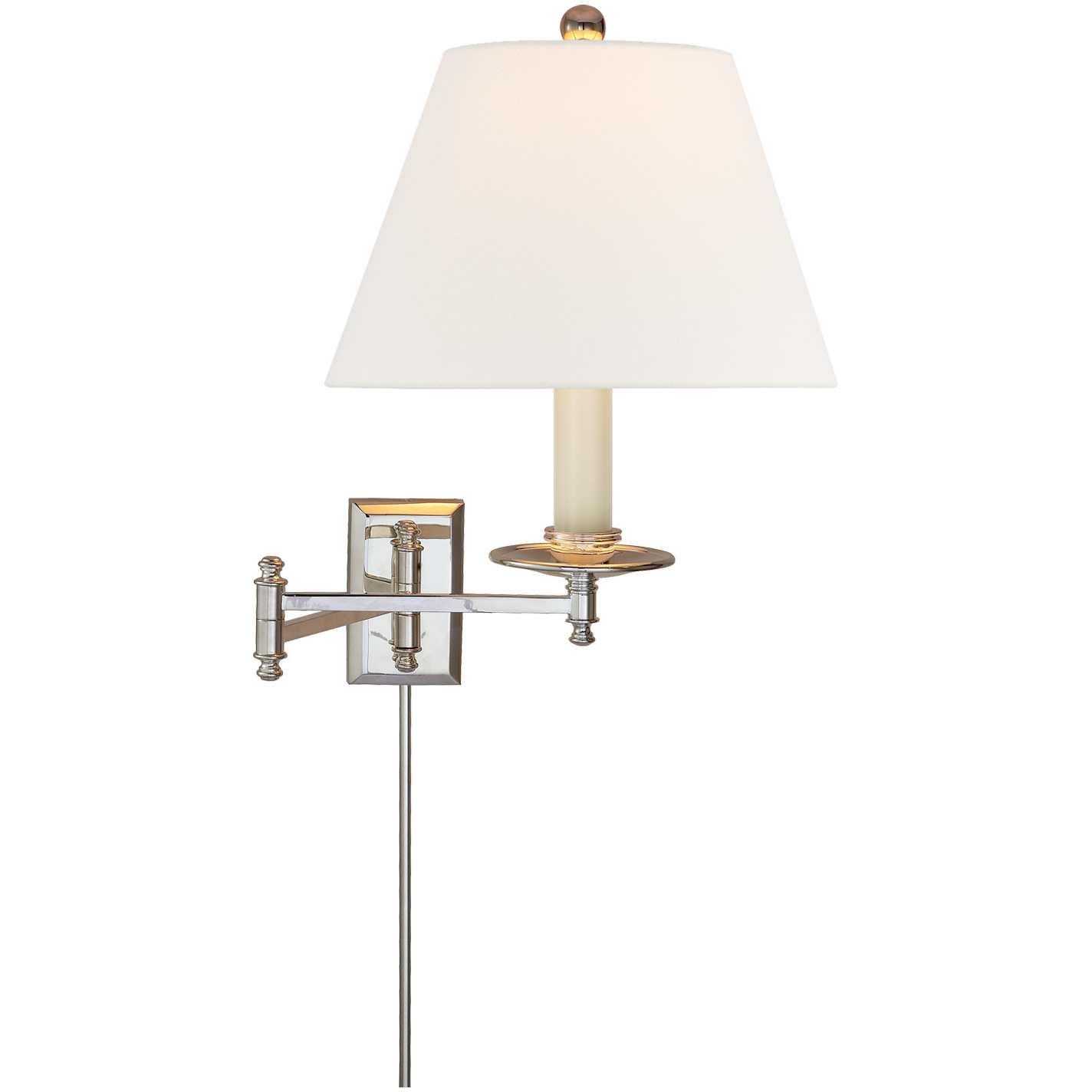 Chapman & Myers Dorchester3 22 inch 100 watt Polished Nickel Swing Arm Wall Light in Linen