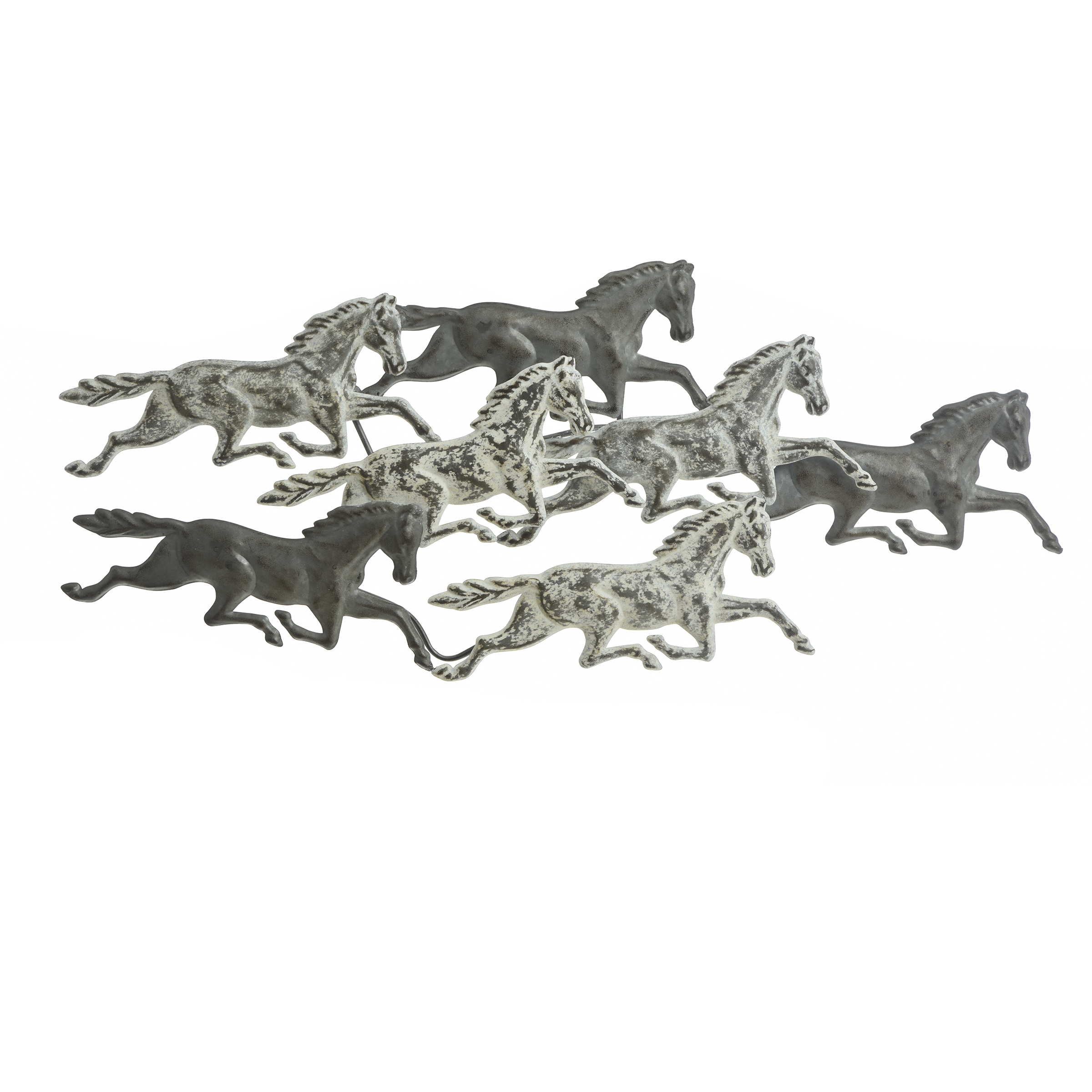 Dutton Galvanized Metal and Aged White Wash and Aged Metal Wall Art