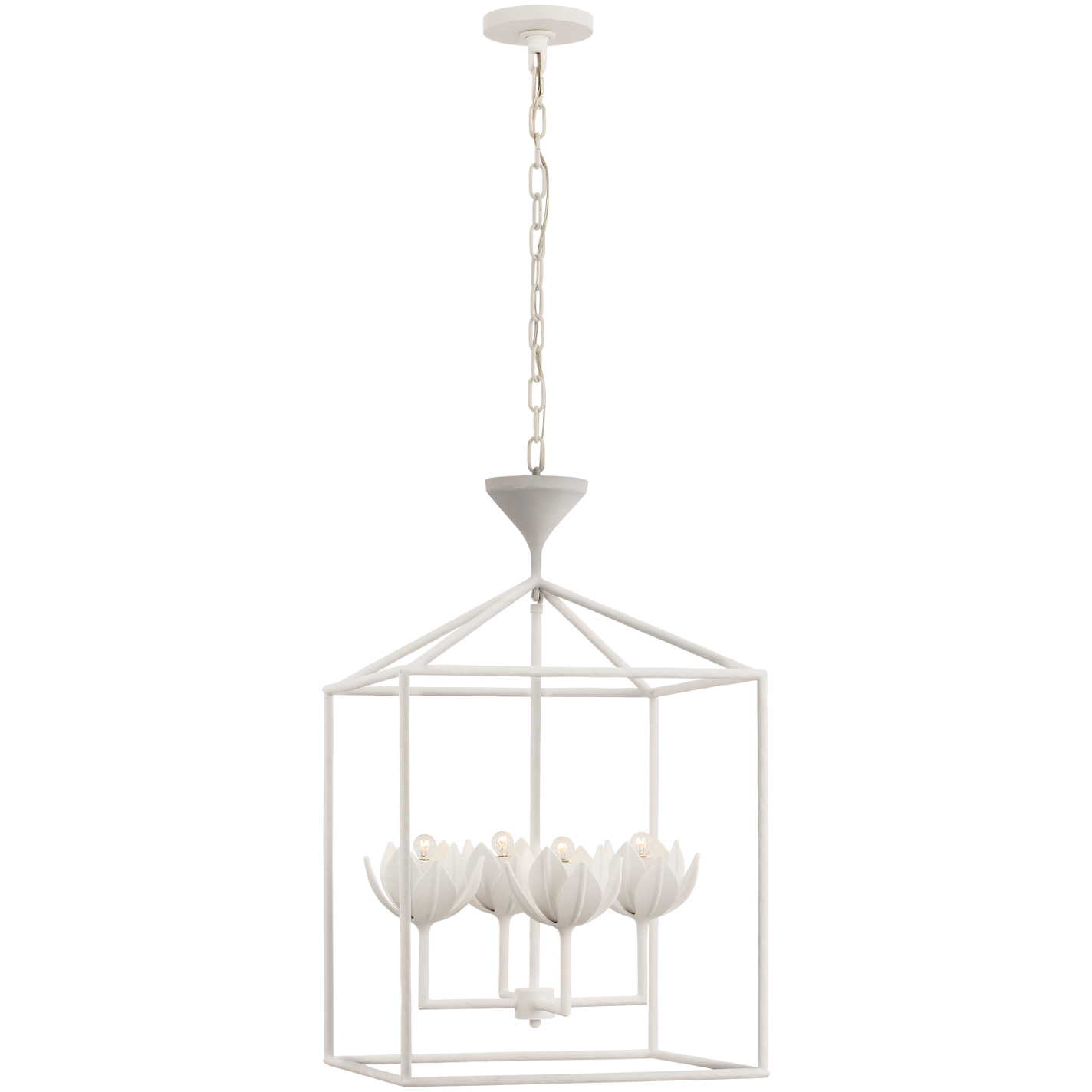 Julie Neill Alberto LED 18 inch Plaster White Open Cage Lantern Ceiling Light, Medium
