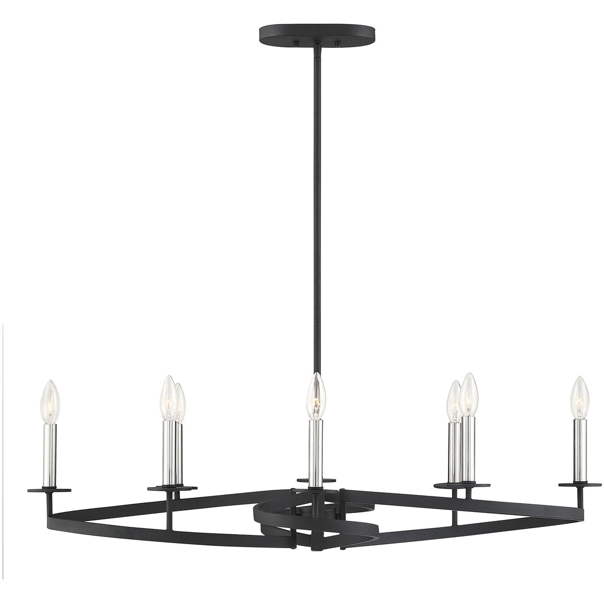 Monteray 8 Light 38 inch Black with Satin Nickel Linear Chandelier Ceiling Light
