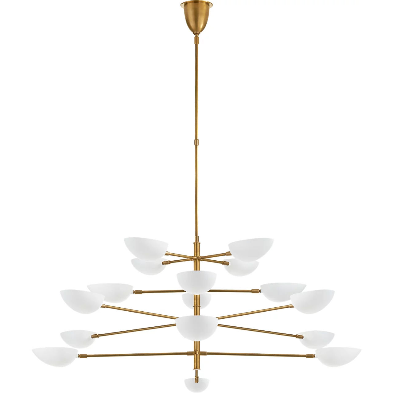 AERIN Graphic 16 Light 69.5 inch Hand-Rubbed Antique Brass Four-Tier Chandelier Ceiling Light in White, Grande